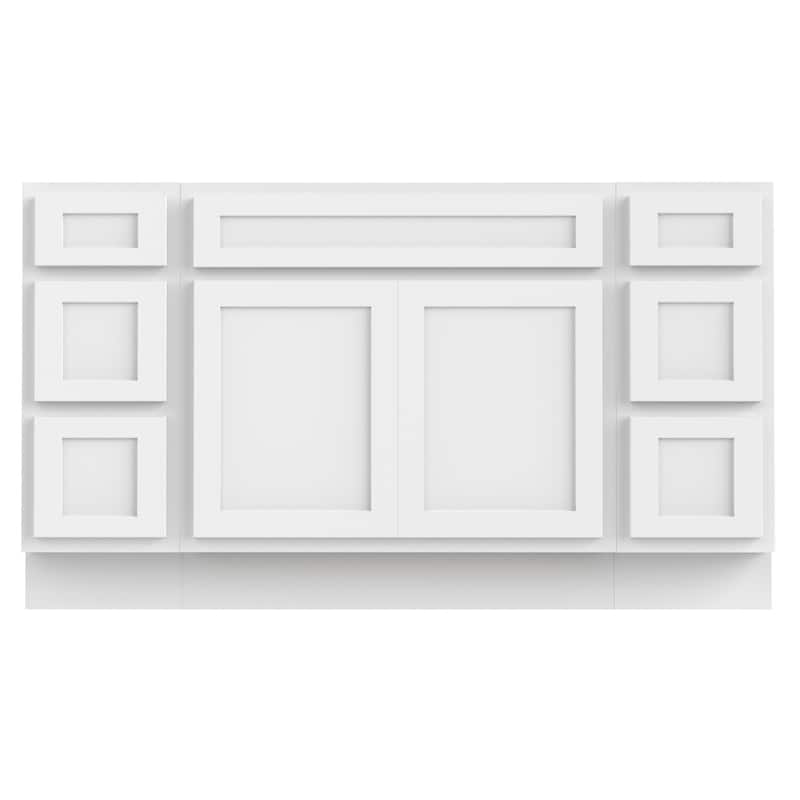 Vanity Art 60" Oak Freestanding Bathroom Vanity Cabinet without Top - White