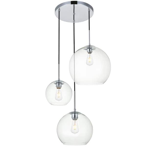 slide 2 of 11, Elegant Lighting Baxter 3 Light 21" Wide Multi Light Pendant with Chrome / Clear