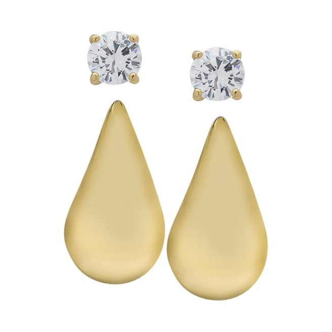 Victoria Townsend Gold over .925 Sterling Silver Lab White Sapphire Stud & Teardrop Earring Set