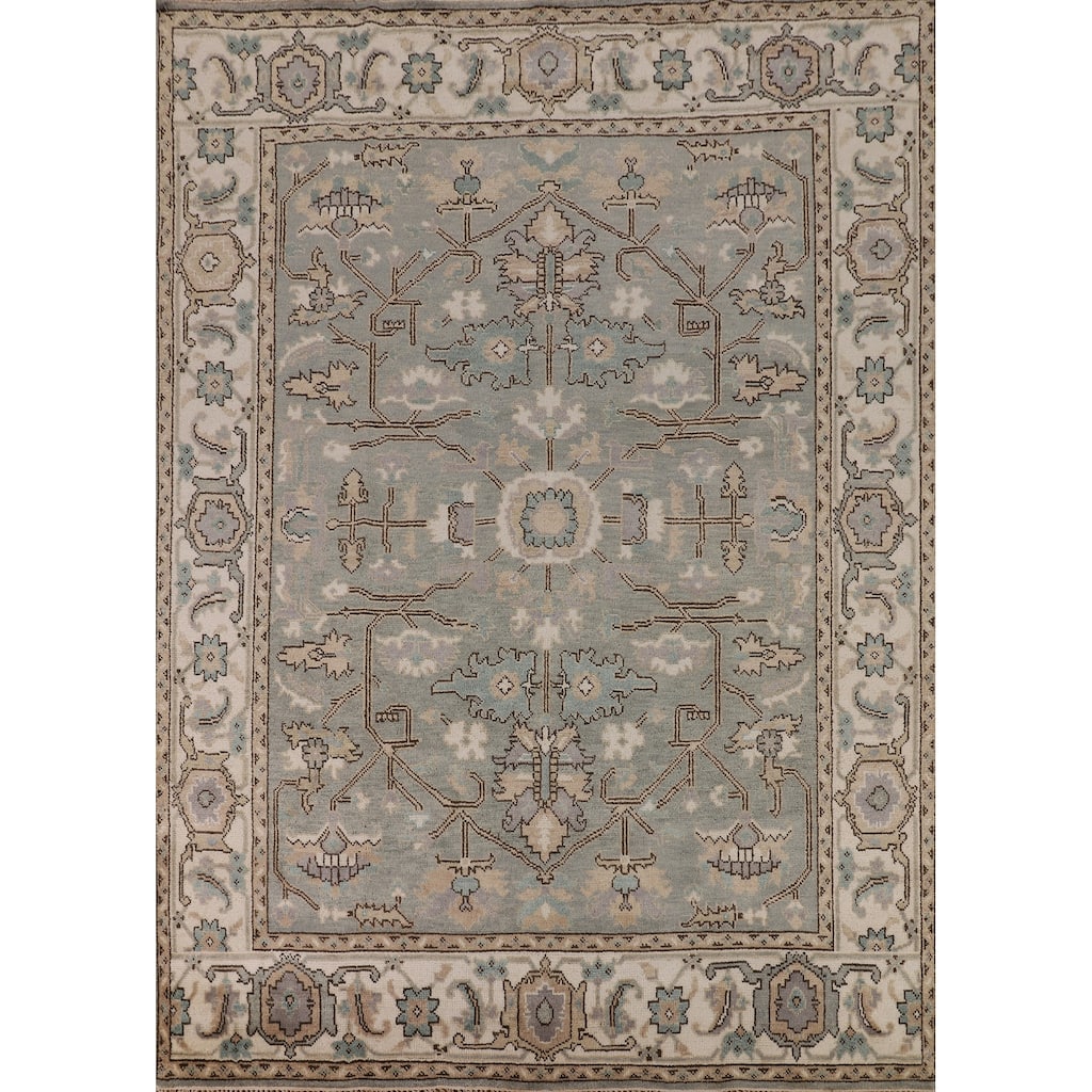 Gray Oushak Oriental Area Rug Handmade Wool Carpet - 8'4" x 9'8"