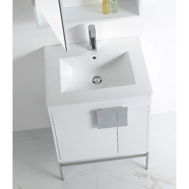 24" Tennant Brand Kuro Minimalistic White Bathroom Vanity