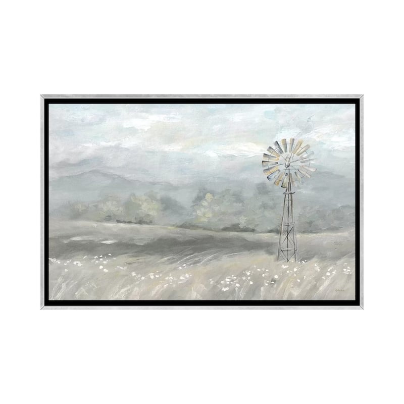 iCanvas "Country Meadow Windmill Landscape Neutral" by Cynthia Coulter Framed