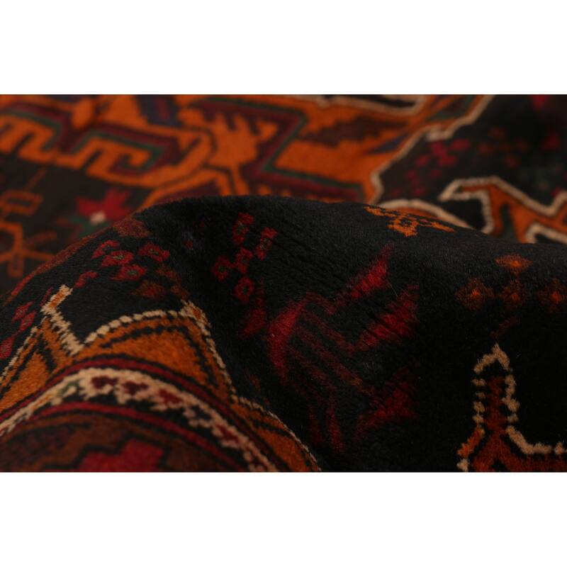 Teimani Black, Orange Rug 3'11" x 7'3" - 3'11 x 7'3