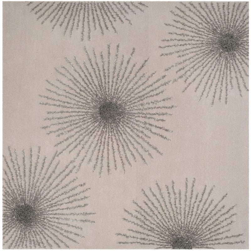SAFAVIEH Handmade Soho Miyase Burst New Zealand Wool Rug - 6' x 6' Square - Ivory/Silver