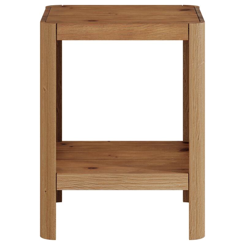 Solid Wood End Table, Side Table with Open Storage Shelf, Living Room Bedroom Accent Nightstand