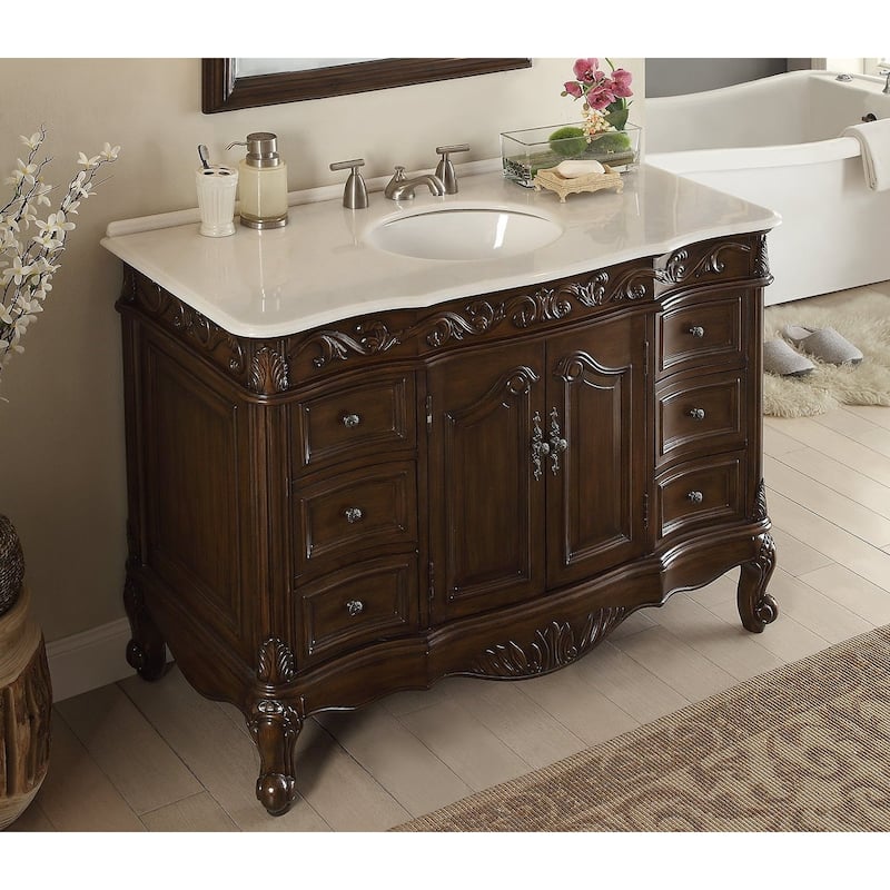 48" Benton Collection Beckham Classic Brown Bath Vanity & Mirror