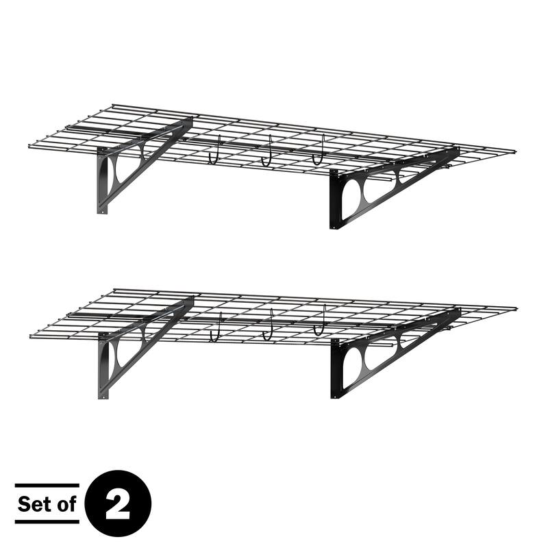 Heavy Duty Shelves Wall 2-Pack - Storage Garage Organization - Garage Shelving with 154lb Capacity for 4 Cycles by Rad Sportz