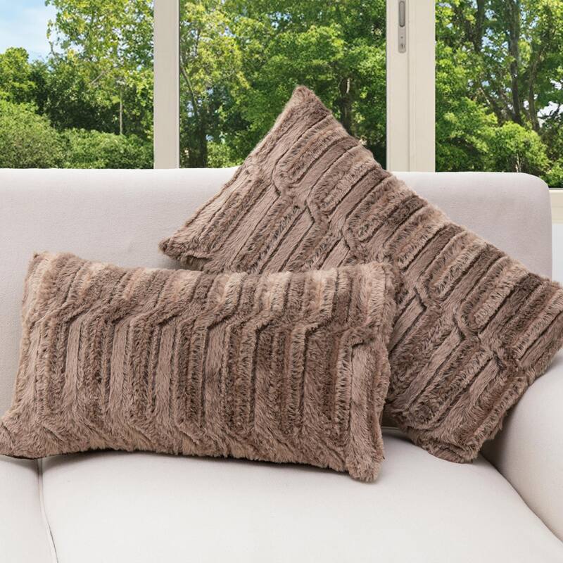 Cheer Collection Set of 2 Decorative Faux Fur Throw Pillow
