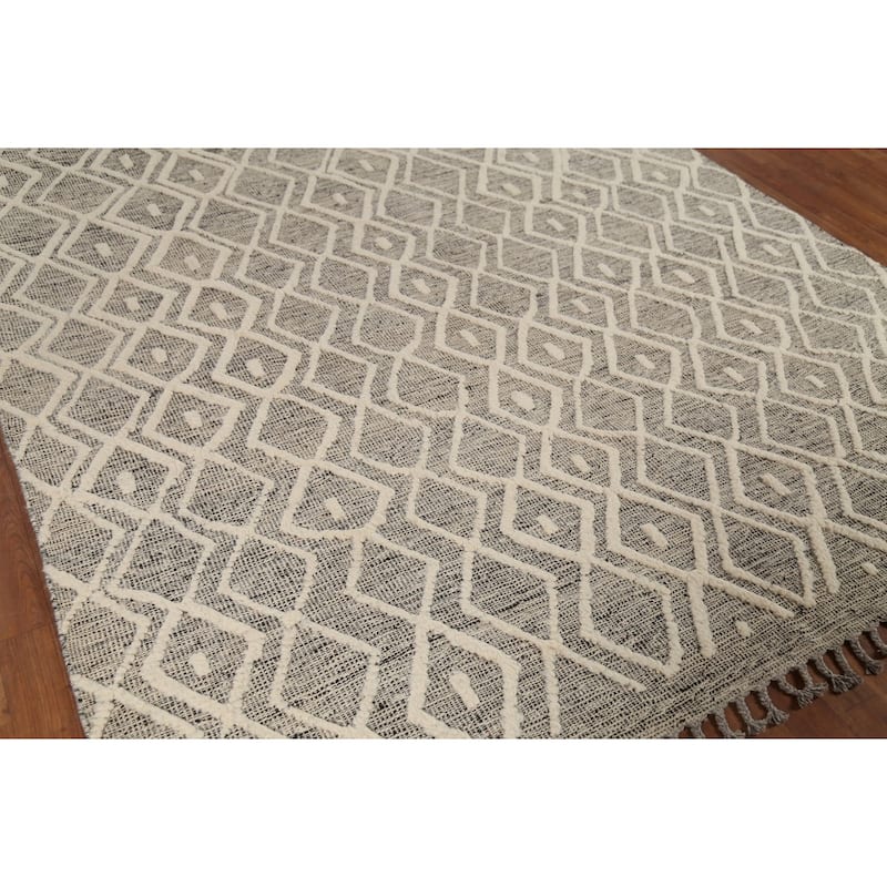 Trellis Moroccan Area Rug Handmade Oriental Wool Carpet - 6'10"x 10'3"
