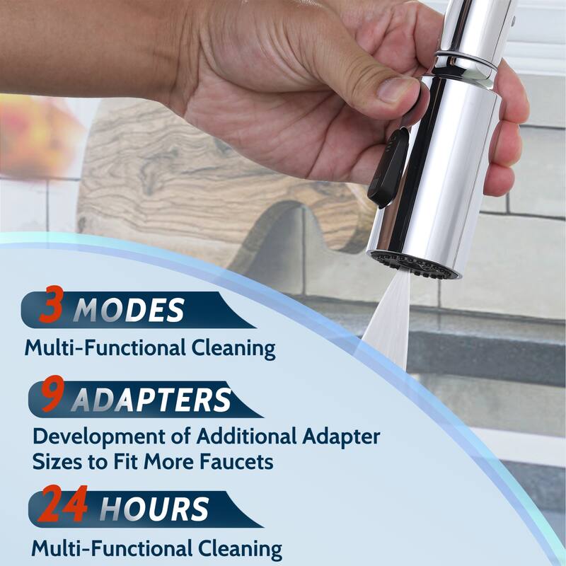 WOWOW Stainless Steel Pull Down Kitchen Faucet Sprayer with 9 Adapters