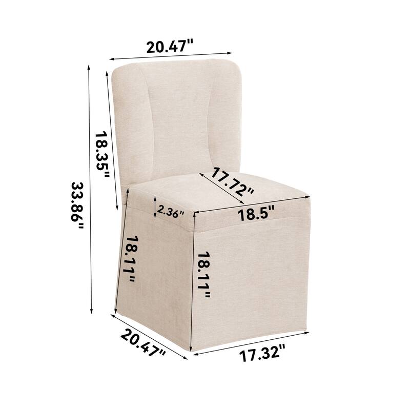 Modern Linen Dining Chairs, Armless Dining Chairs, with Upholstered Seat and Back, for Living Rooms, Set of 2, Brown