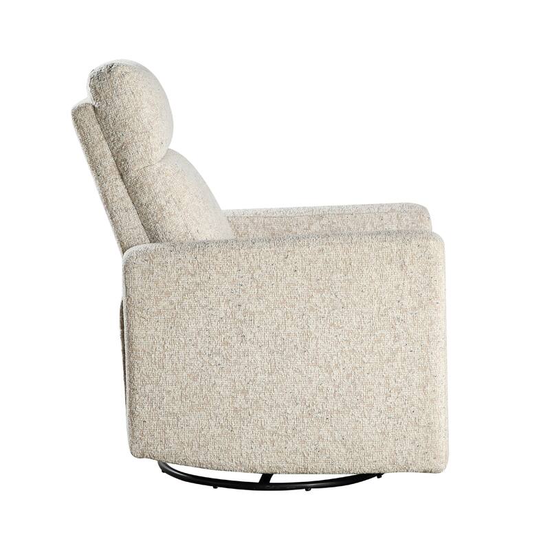 Yujo Recliner Chair, Manual, 30 Inch, Beige Chenille, 360 Swivel