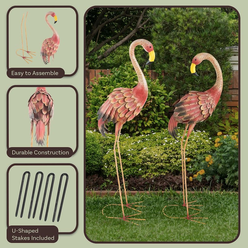 Garden Statues - Set of 2 Lawn Ornaments - Handcrafted Bird Decor - by Pure Garden