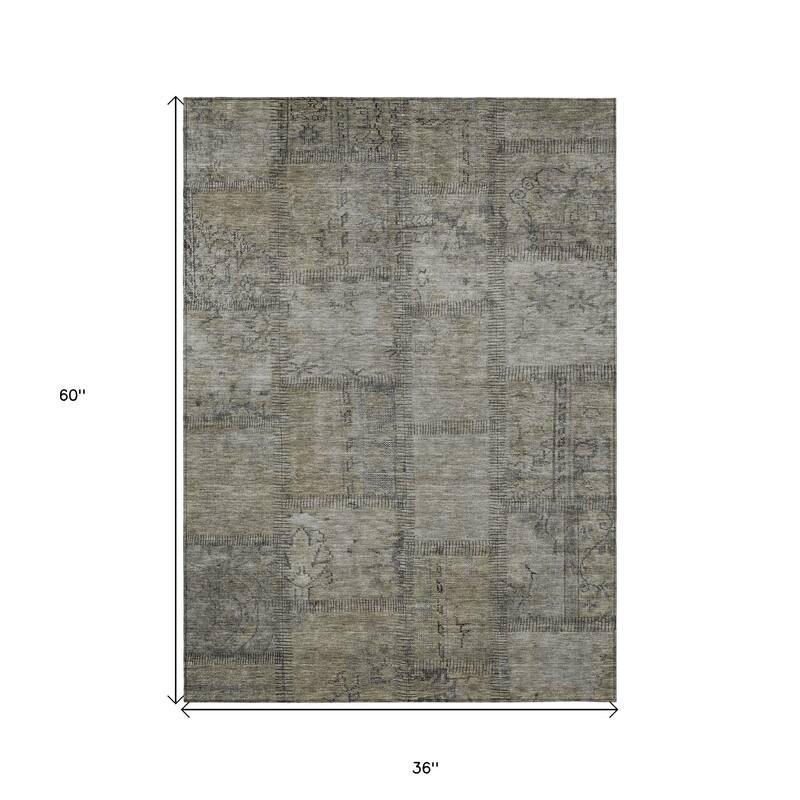 HomeRoots Patchwork Transitional Rectangle Outdoor Rug