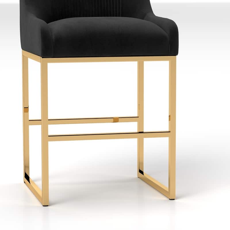 SEYNAR Modern Glam Velvet Golden Matel Frame Counter or High Bar Stools Set of 4