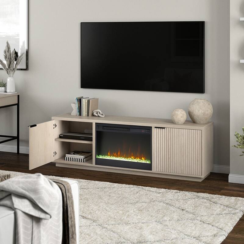 Mansfield Rectangular TV Stand with 26" Crystal Fireplace for TV's up to 78" - 70" Wide