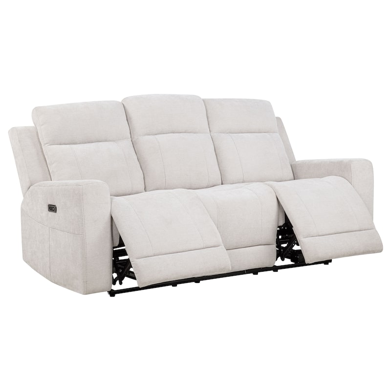 Kennett Chenille Upholstered Power Reclining Sofa - Ivory