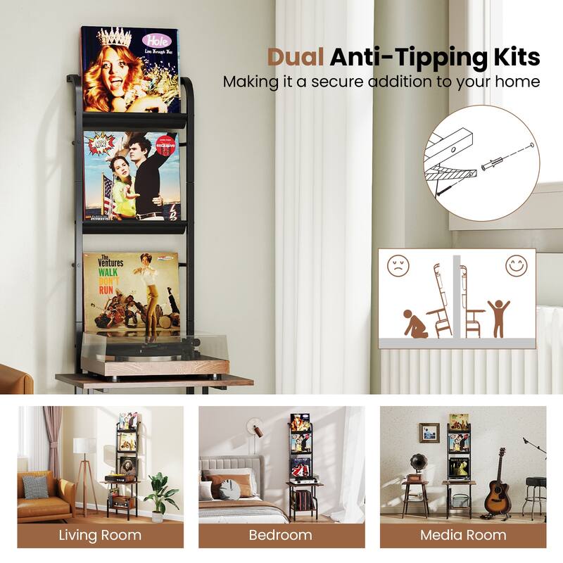 Gymax 5-Tier Record Player Stand w/ Vinyl Display Shelf Record Player