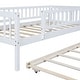 preview thumbnail 33 of 46, Wooden Daybed, Twin Sofa Bed with Trundle and Fence Guardrails for Kids Teens Adults, Wood Slat Support, No Box Spring Needed