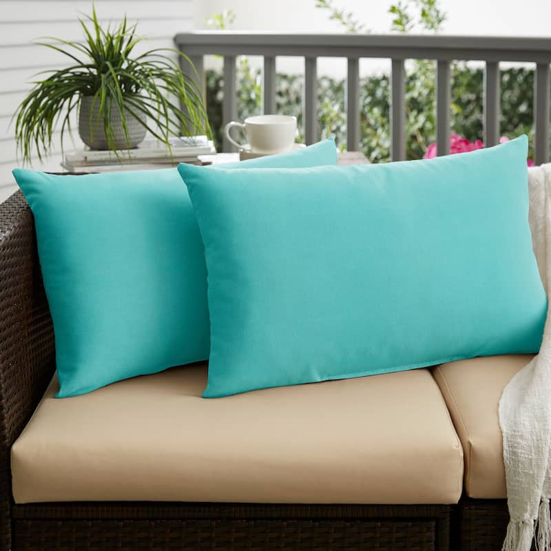 Sunbrella Canvas Aruba Indoor/ Outdoor Knife Edge Pillow (Set of 2) - 16 in L x 26 in W