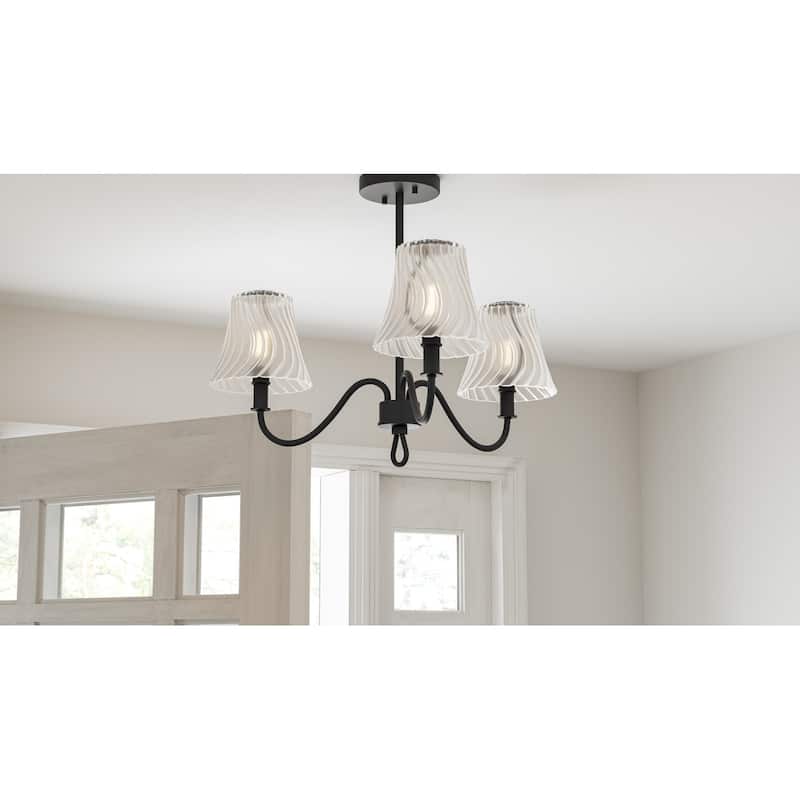 McKinney 3-Light Matte Black Semi-Flush Mount