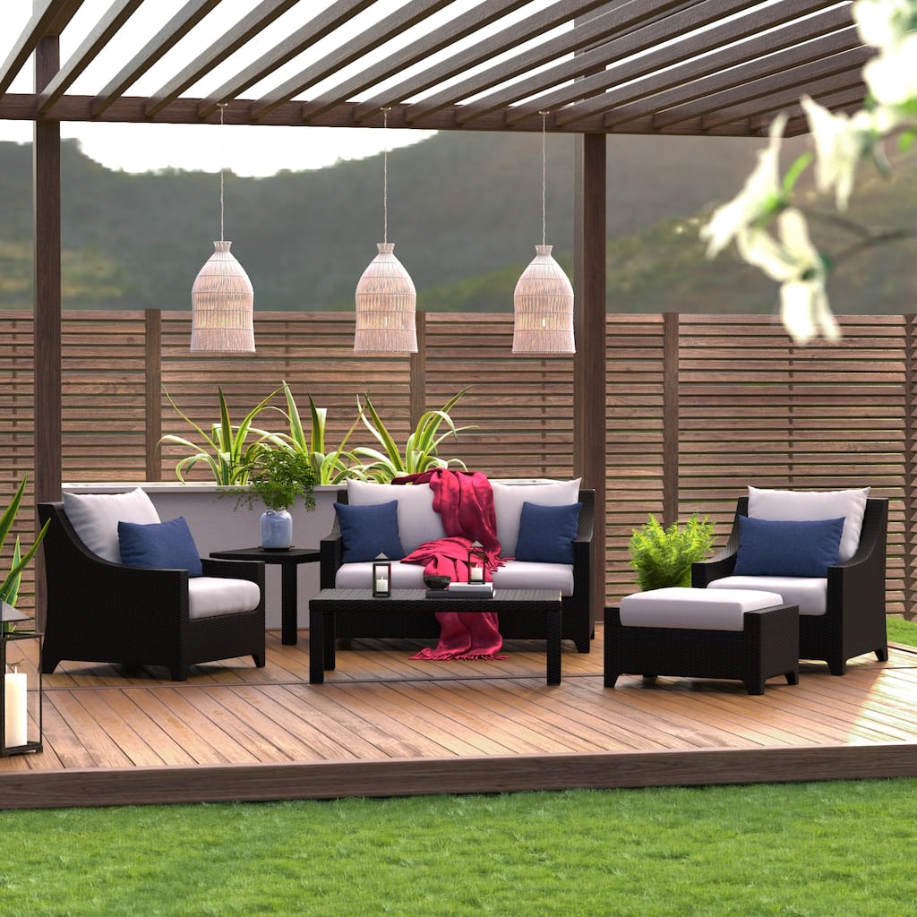 Deco 6 Piece Sunbrella Outdoor Patio Love and Club Seating Set