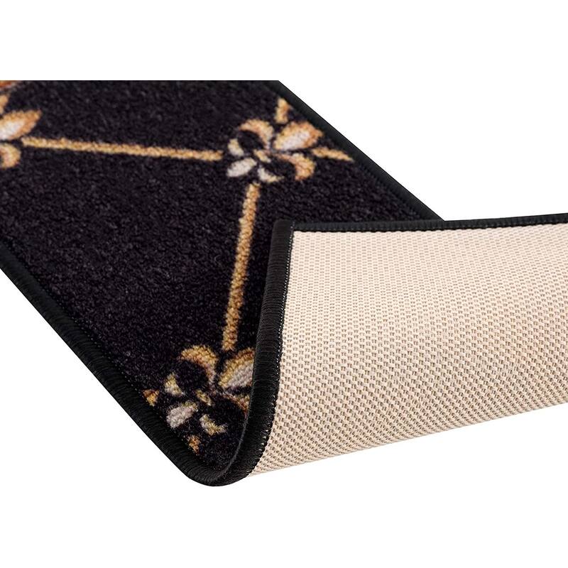Stair Treads Fleur De Lis Floral Design Non Slip Backing, 8.5''X26''