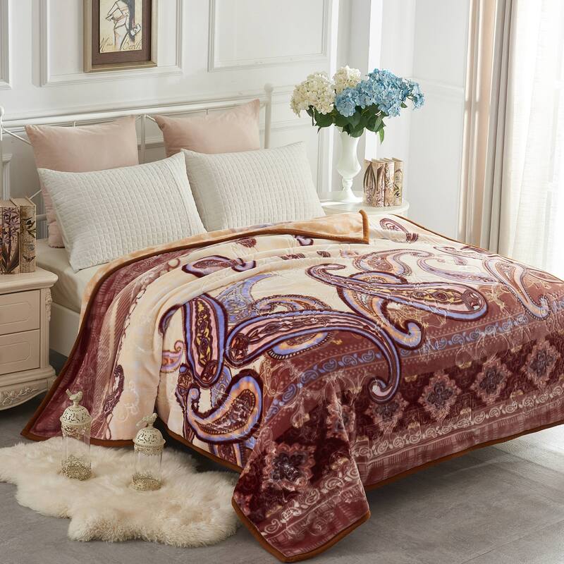 Raschel A&B Printed 2-ply Reversible Korean-style Plush Fleece Blanket