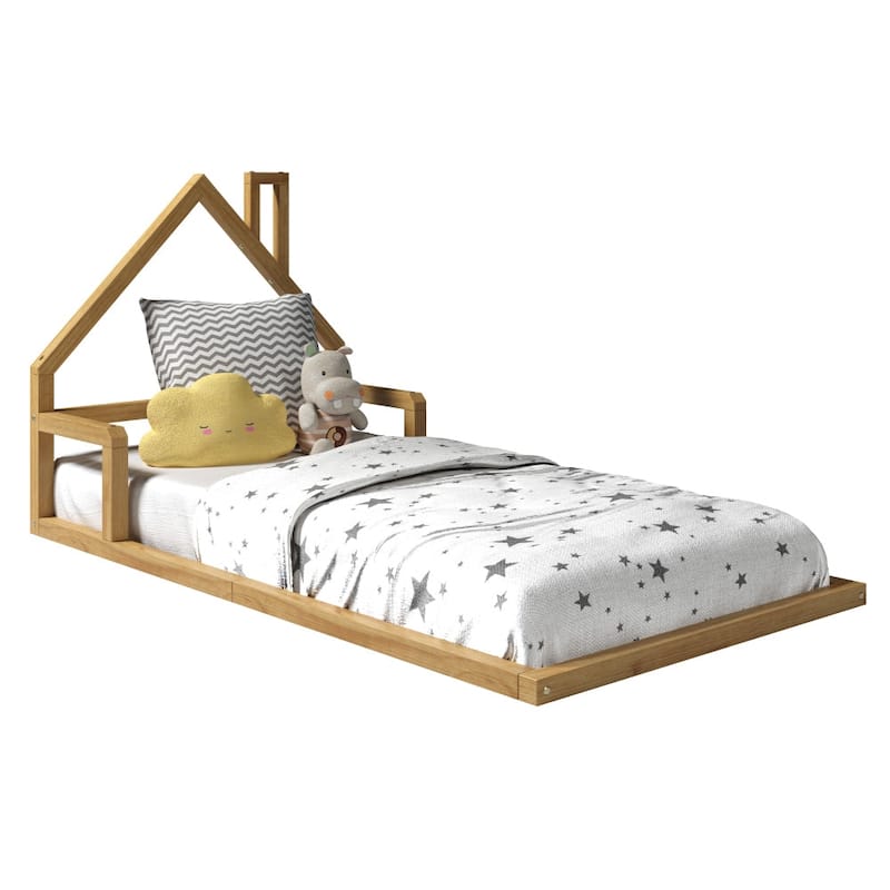 P'kolino Casita House Twin Floor Bed - Natural - Twin