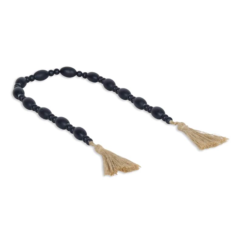 Akaida Dark Blue Wooden Mixed Bead Tassel Decor - Blue