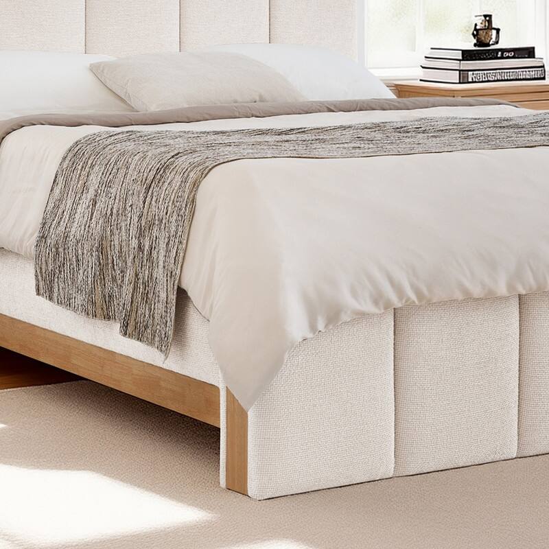 Spruce & Spring Upholstered Platform Bed with Channel-Quilted Headboard and Footboard
