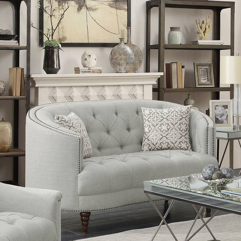 Avonlea Upholstered Sloped Arm Loveseat Grey Fabric