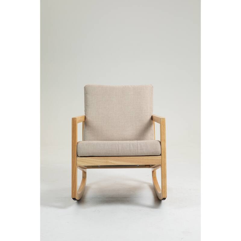 Khaki 25.2" Upholstered Rocking Chair with Wood Frame