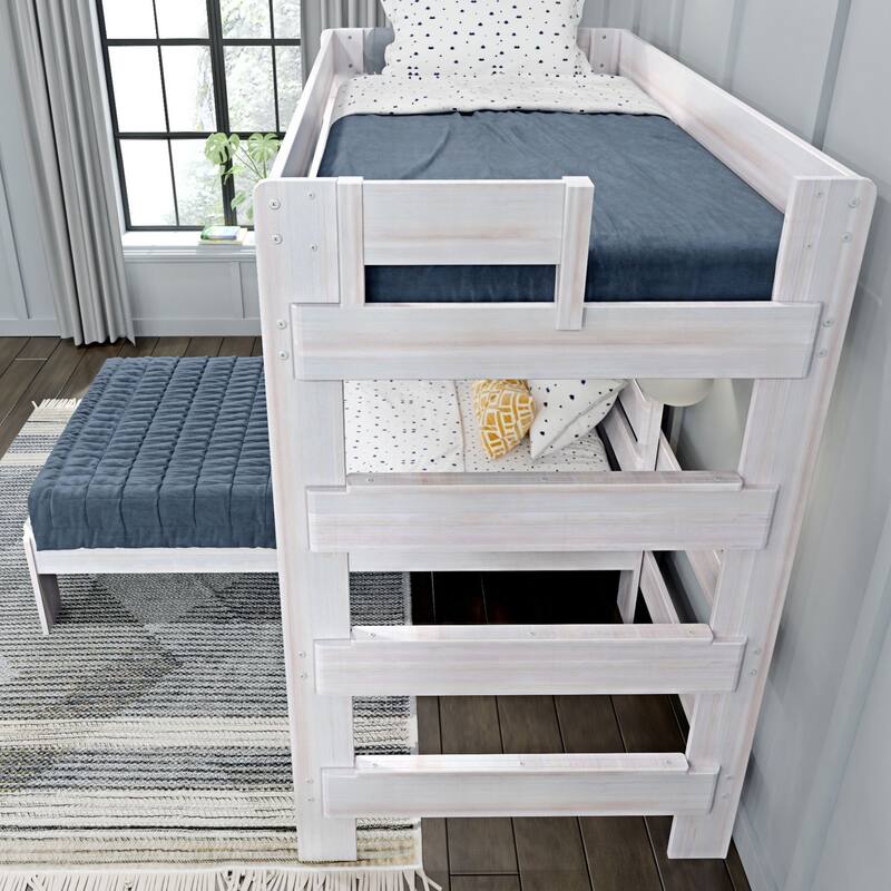 Max and Lily Farmhouse Twin over Twin L-Shaped Bunk Bed with Desk