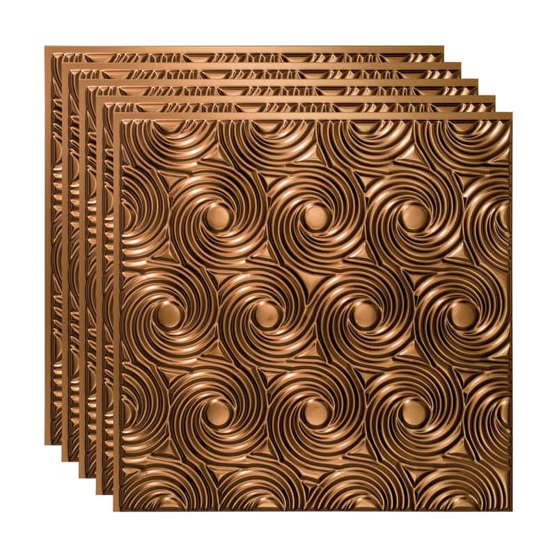 FASÄDE Cyclone Decorative Vinyl 2ft x 2ft Glue Up Ceiling Panel in Gloss White 5 Pack - 5 Pack - Oil Rubbed Bronze
