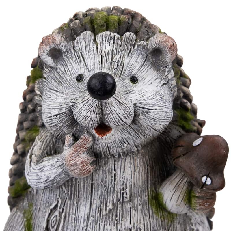 Hedgehog with Mushroom Outdoor Garden Statue - 8.5"