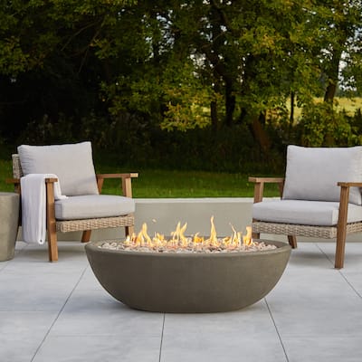 Riverside 48" Oval Propane Fire Bowl in Glacier Gray by Real Flame