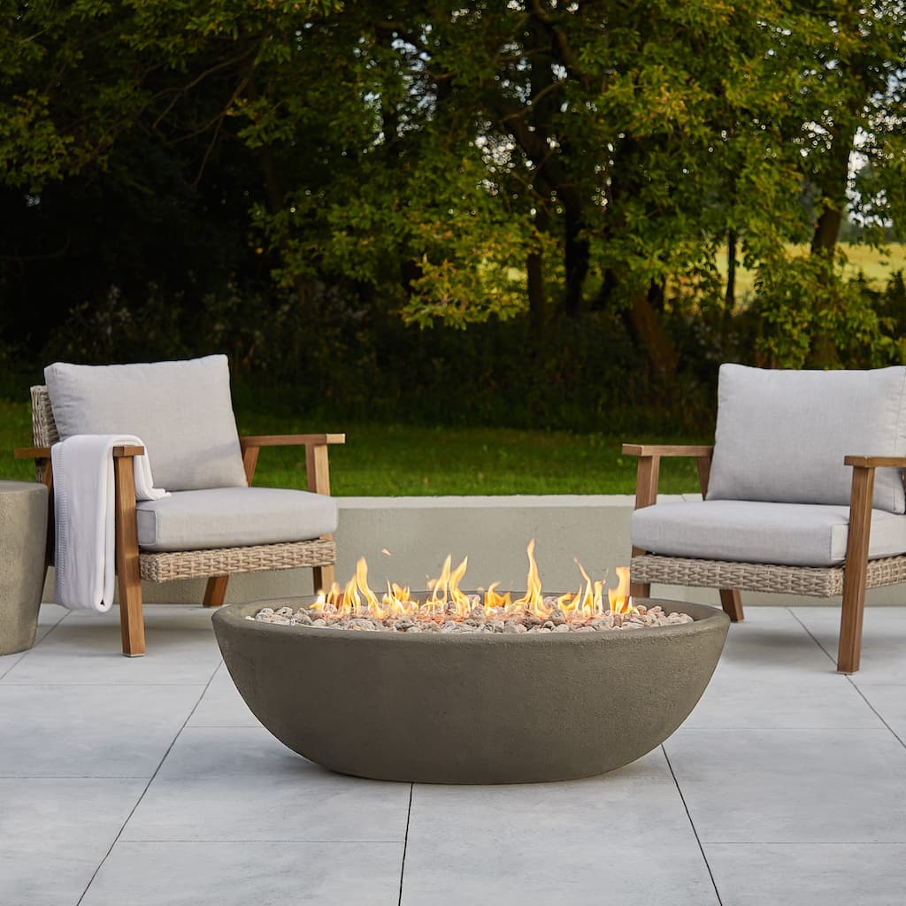 Riverside 48" Oval Propane Fire Bowl in Glacier Gray by Real Flame