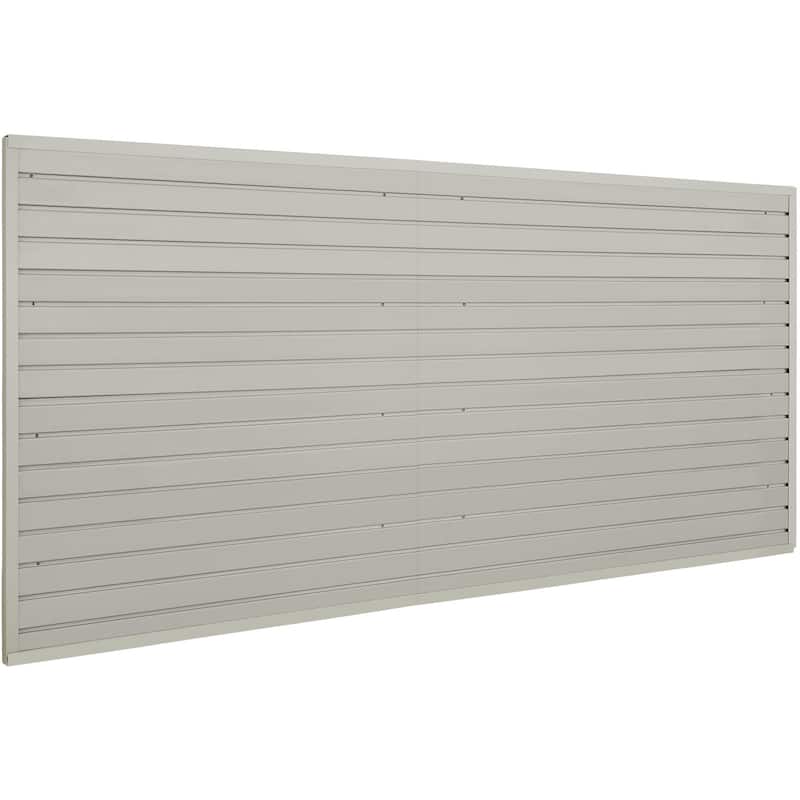 4 x 8 Feet Grey Heavy Duty Garage Slatwall Panels with Hooks and Universal Groove Design - 4' x 8'