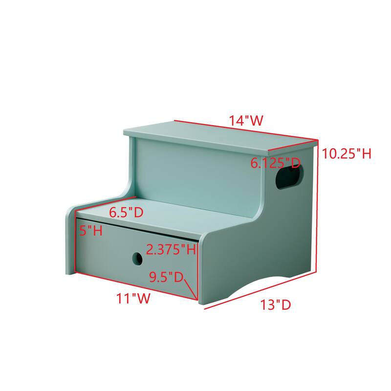 Lylia Collection MDF Wood 2-Step Kids Stool with Storage