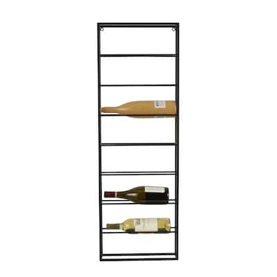 Metal Minimalistic 8 Bottle Wall Wine Rack with Open Style Frame - Black - Roche River Decor