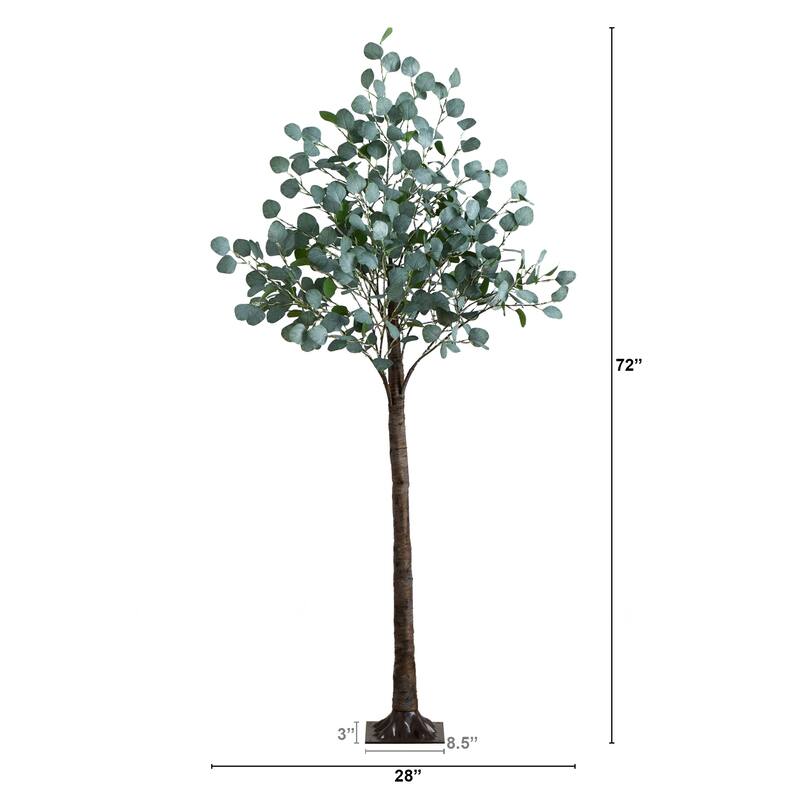 Pre-Lit Eucalyptus Artificial Tree - 6' - Warm White LED Lights