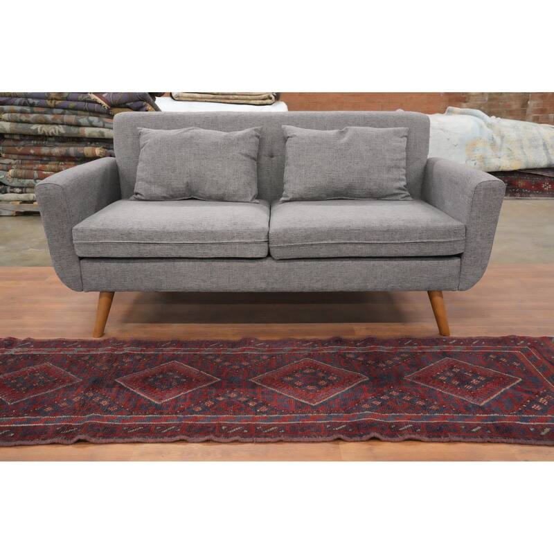 Hand Knotted Oriental 100% Wool Carpet Traditional Tribal Red Balouch Runner Rug - 8' 0'' X 2' 1''