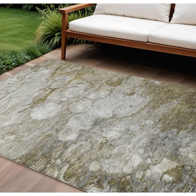 HomeRoots Abstract Transitional Rectangle Outdoor Rug
