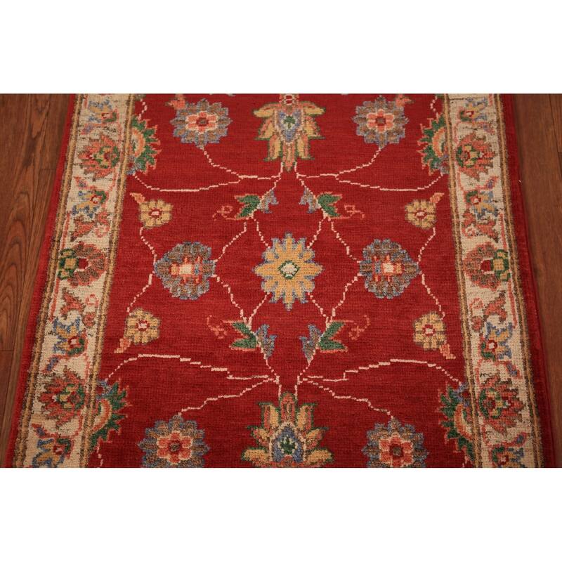 Floral Kazak Foyer Rug Handmade Red Oriental Wool Carpet - 2'0" x 3'0"