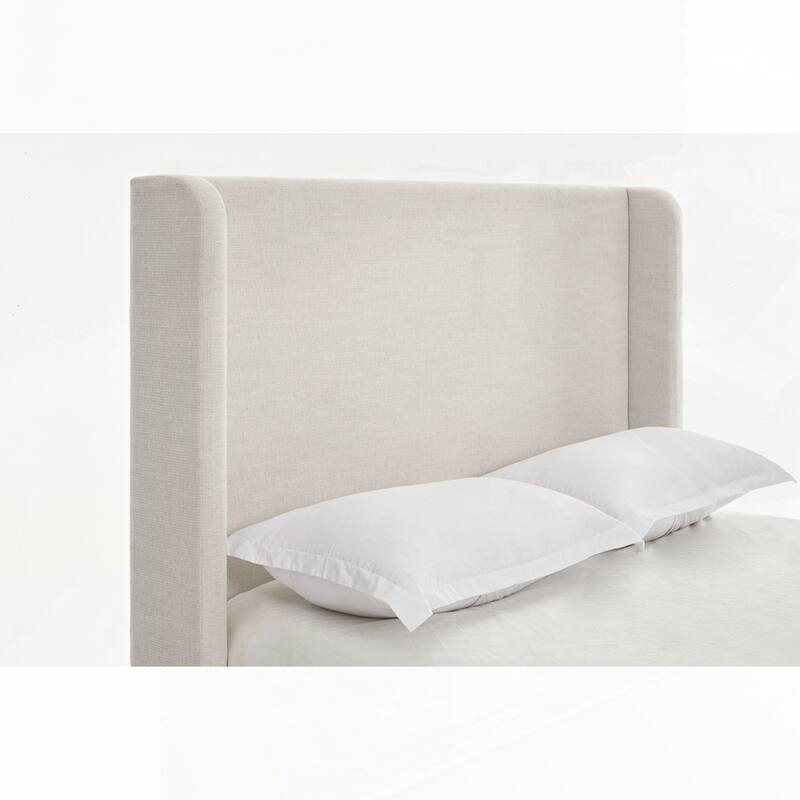 Upholstered Wingback Bed Without Wooden Slats Box Spring Required