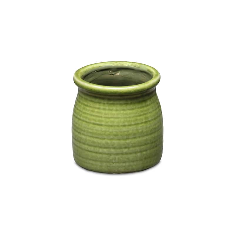Kifon Curved Ceramic Ceramic Pot - Olive Green