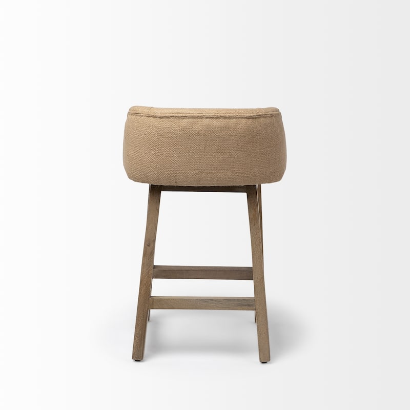 Monmouth Cream and Beige Fabric Seat with Brown Solid Wood Frame Counter Stool - 18.5"W x 20"D x 30"H