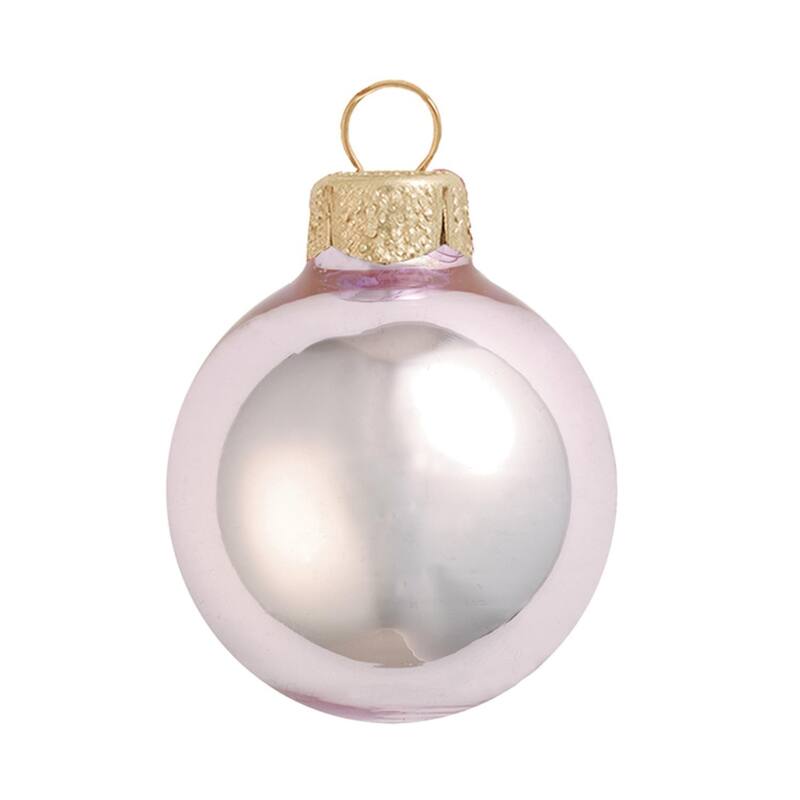 Shiny Finish Glass Christmas Ball Ornaments 4" (100Mm) Baby Pink 6Ct