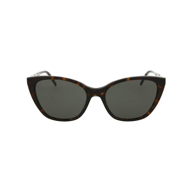 Saint Laurent Cat Eye-Frame Acetate Sunglasses - Havana Silver Grey